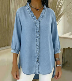 Lucía | Blusa denim fluida con cuello en V